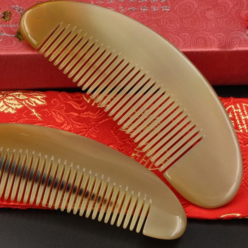 straight hair comb Combs For Women Natural Anti Static Yak Horn Comb Hair Care Massage Thick Teeth Brush Straight Hairbrush