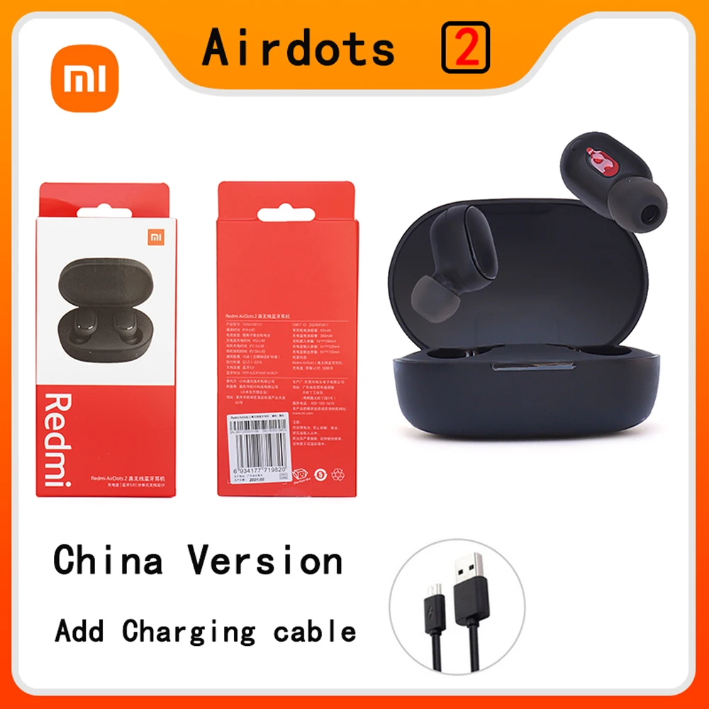 Xiaomi Redmi Airdots 2 Bluetooth Earphones Sport Music Gaming Outdoor Mini Wireless Headset with Mic Headphones In Ear Earbuds