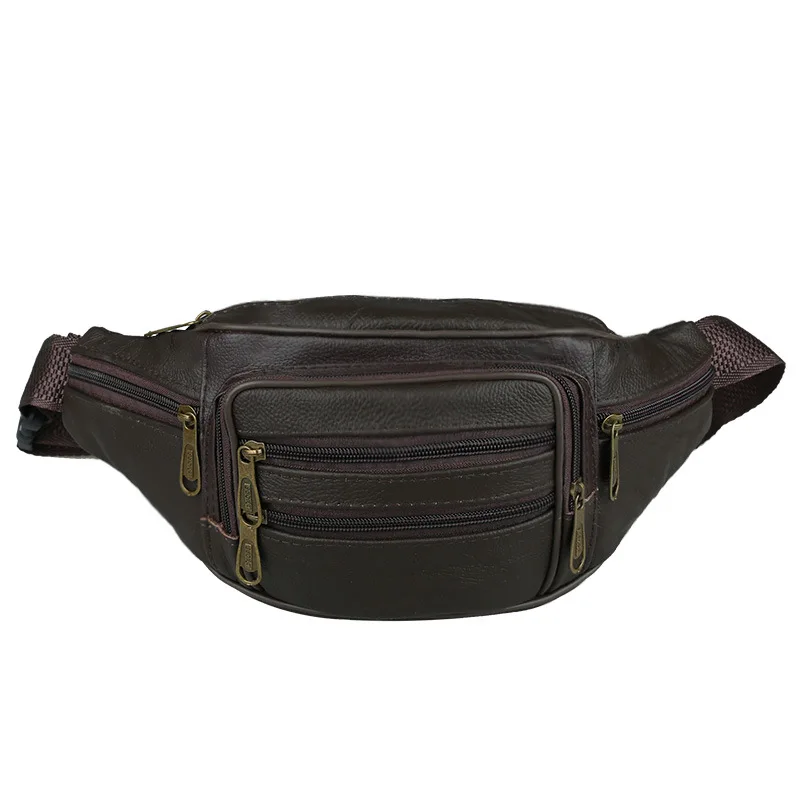 KUBUG-Bolsa de correr para hombre, Bolso pequeño de negocios, de cuero de vaca, para correr, de gran capacidad