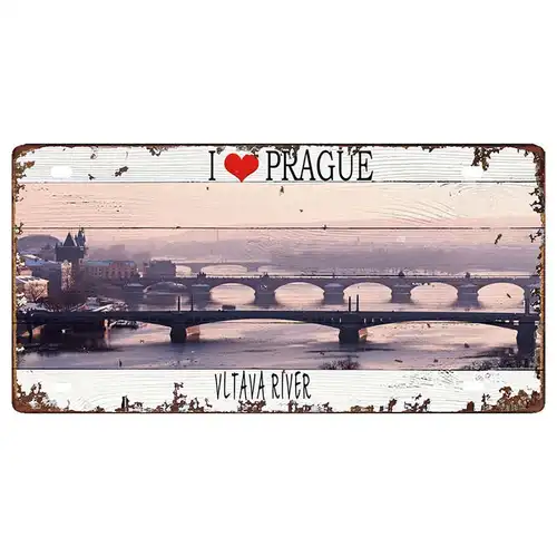 Prague Travel City Car Lisence Vintage Poster Souvenir Metal Sign Retro Plaque For Wall Shop Bar Home Decor 30X15CM  DC-0958A - Image 20