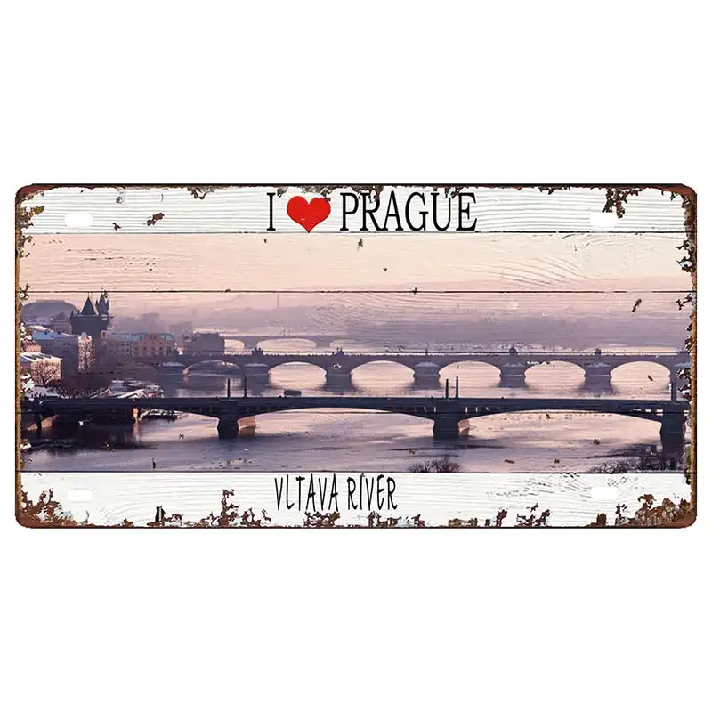 Prague Travel City Car Lisence Vintage Poster Souvenir Metal Sign Retro Plaque For Wall Shop Bar Home Decor 30X15CM  DC-0958A - Image 20
