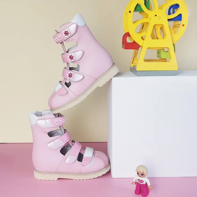 Ortolland-sandálias ortopédicas para meninas, sapatos ortopédicos, estilo princesa, com flor, salto alto, para crianças, bebê, verão, 2023