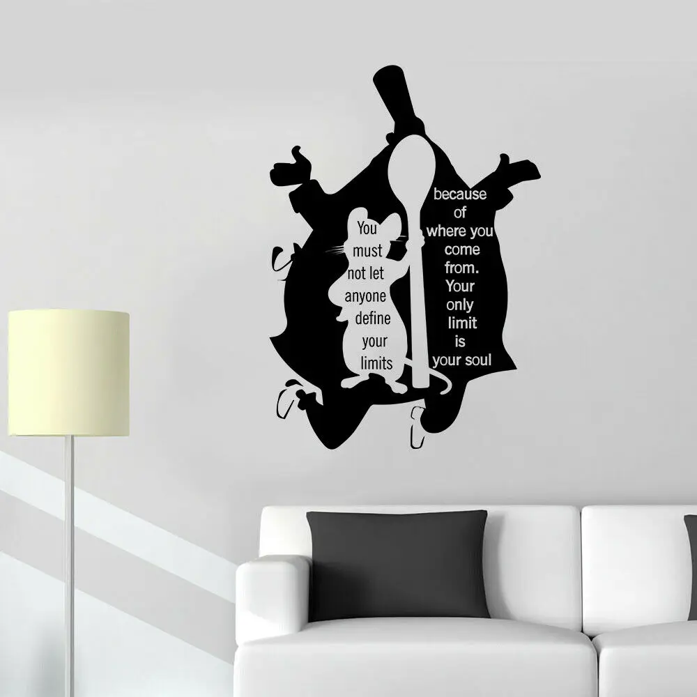 Ratatouille Silhouette Decalcomanie Della Parete Del Fumetto Vita Preventivo Lettering Per Bambini Camera Da Letto Nursery Interior Decor Finestra