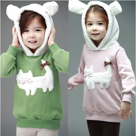 winter hoodies girls kitty cat hoody Lilliput new 2017 children clothing girls hoodies