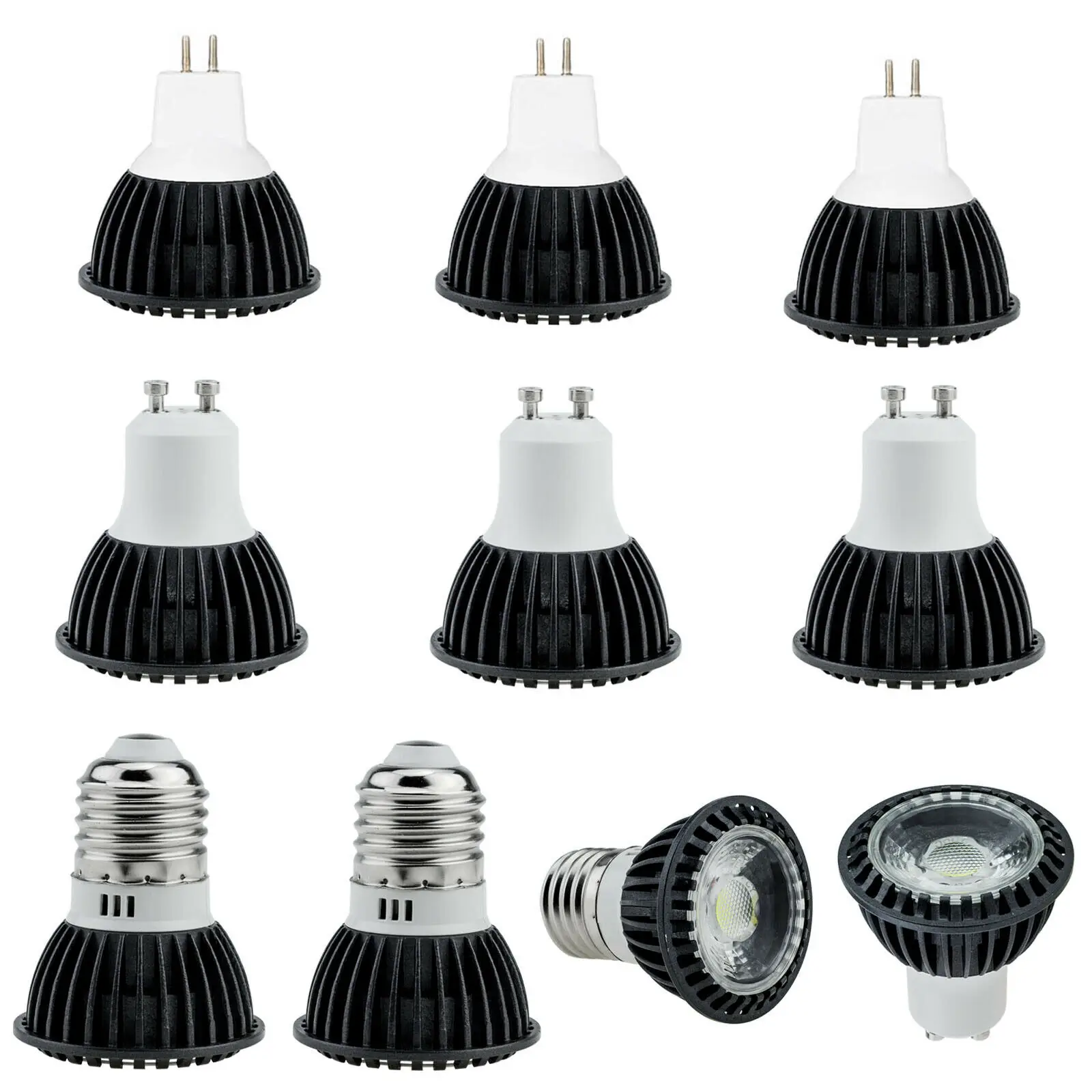 Bombillas de punto LED COB regulables, focos brillantes para iluminación del hogar, E27, E12, E14, B22, GU10, GU5.3, MR16, AC, 110V, 220V, DC, 12V