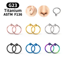 2Pcs 20G-16G Titanium Bead Ring Ear Hoop Nose Ring Loop Ear Tragus Cartilalge Piercing Ring Body Jewelry Earring Nose Clip Gifts