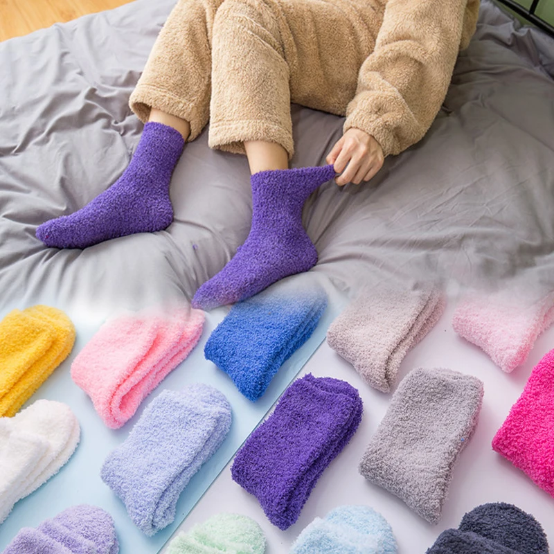 

Spring Women Cute Things Socks Bed Socks Solid Fluffy Warm Winter Kids Gift Soft Floor Home Accessories Funny Socks Korean Style