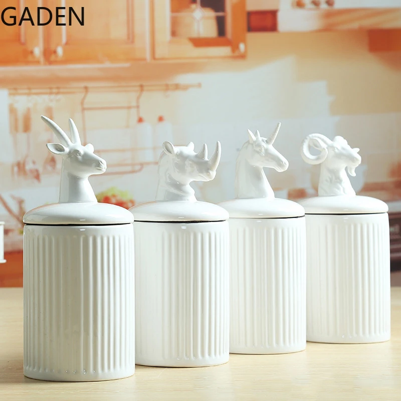 

Nordic White Ceramic Sealed Pot Tea Caddy Creative Home Candy Snacks Storage Storage Tank with Lid Kitchen Storage Supplies