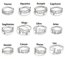 12 Zodiac Rings Constellation Scorpio Leo Libra Taurus Virgo Gemini Sagittarius Aries Knuckles Ring Letter Horoscope Friendship