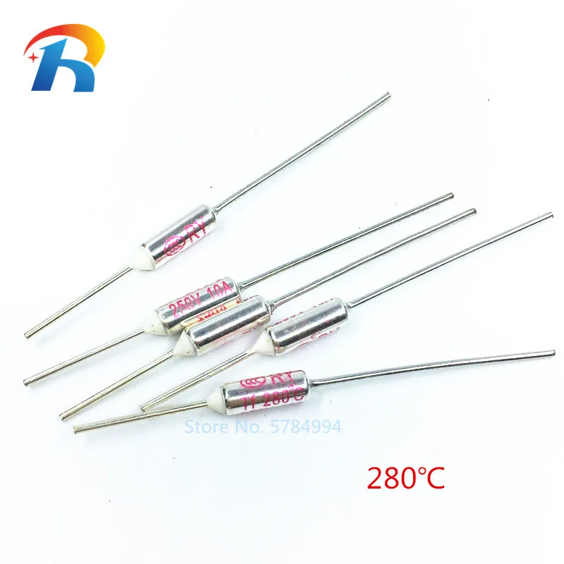 

100PCS Thermal fuse RY Tf 280 Celsius degrees 10A250V Metal Thermal Protector thermal fuse metal shell Thermal Cutoff TF 280℃