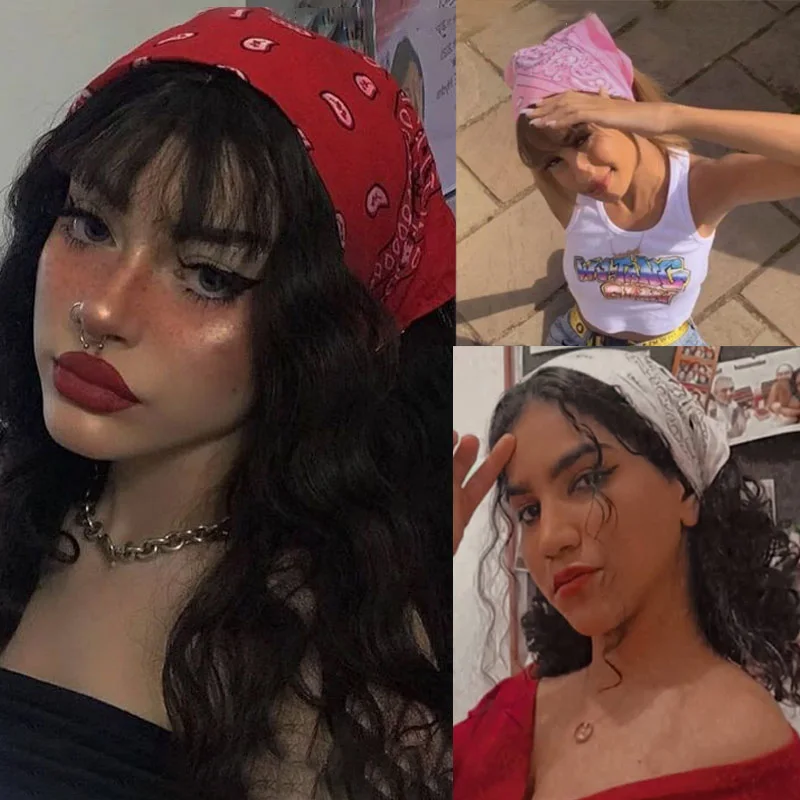 17KM Mode Frauen Bandana Schal Mädchen Kinder Punk Quadrat Bandanas Headwear Böhmischen Kopf Schal Stirnbänder Haar Zubehör