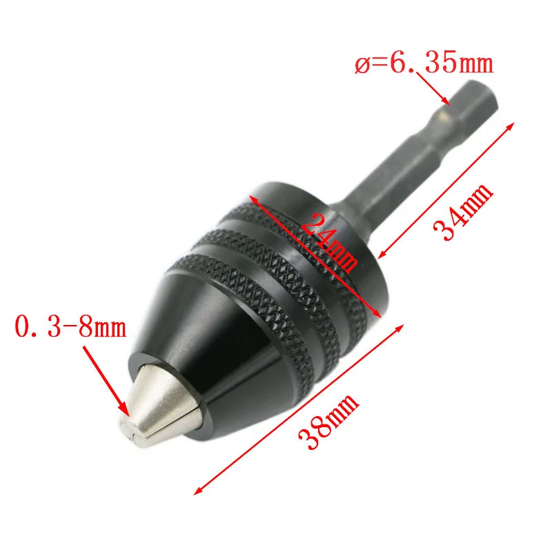 Electric Grinding Machine Accessories 3-jaw Conversion Chuck Clamping 0.3-8mm Hexagonal Shank Drill Bit Milling Collet Chuck