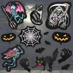 Halloween demon Embroidery Cloth Stickers Scary Pumpkin Bat Patch Jeans Coat Clothing Punk badge DIY Iron On Patches Accessories