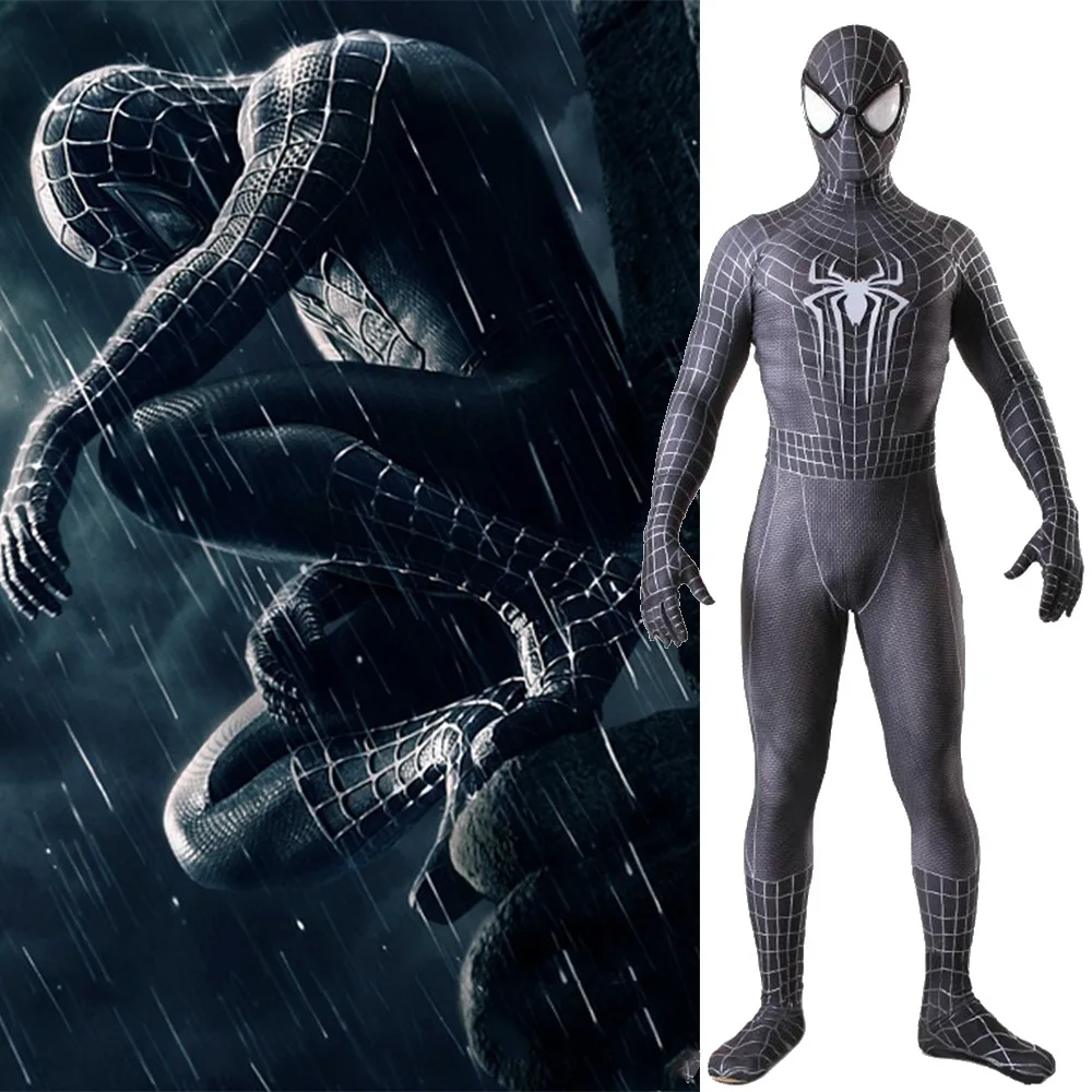 Symbiote Amazing Spiderman Cosplay Costume Black Big Lens Zentai Outfits Halloween Costume Spandex SuperHero Bodysuit Jumpsuit