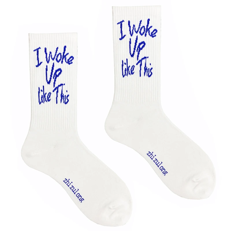 

Уличные модные хлопковые взрослые короткие эргономичные гольфы, хипстерские английские неоновые зеленые носки с надписью «Humor», «Я проснулся», вот так