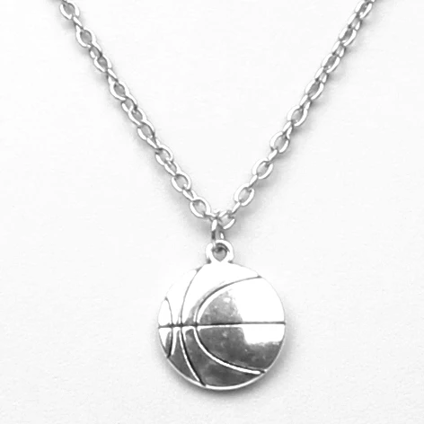 Charm Tibetan silver alloy boy basketball, soccer pendant short chain collar necklace 18