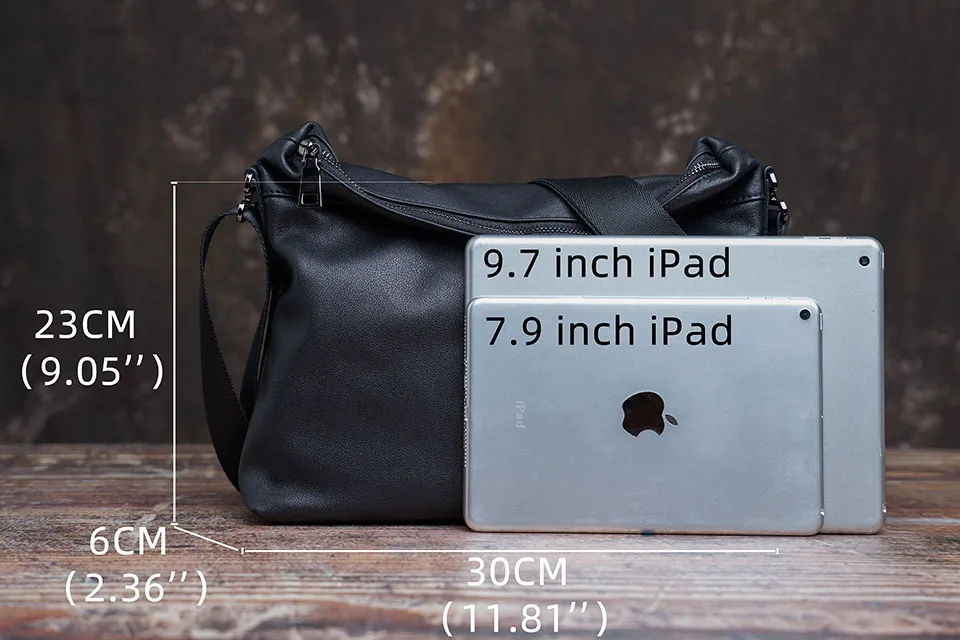 Modische Herren-Umhängetasche aus echtem Leder, lässige Crossbody-Tasche, klassische Tasche mit faltbarem Deckel und Reißverschluss, Messenger-Tasche für 10,5-Zoll-iPad, NUPUGOO. – Detail 2