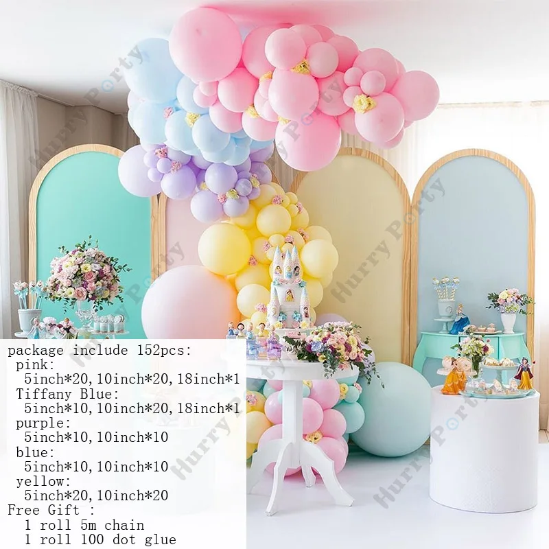 152Pcs Macaron Pastel Pink Birthday Balloon Garland Arch Kit Wedding Party Decoration Globos Baby Shower Bride To Be Supplies