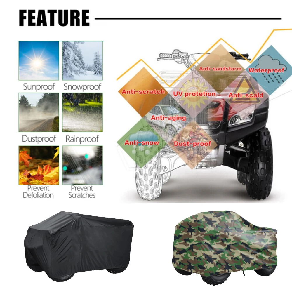 Cubierta Universal para Quad Bike ATV, impermeable para vehículo, UTV, Scooter, protección Anti-UV a prueba de polvo para Polaris Ranger RZR Can-Am