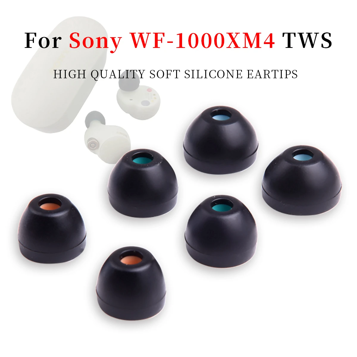 6Pcs Silicone Ear Tips for Sony WF-1000XM4 Eartips WF-1000XM3 True Wireless Earbuds Tips Earplugs Earphone Silicone Case Ear Cap