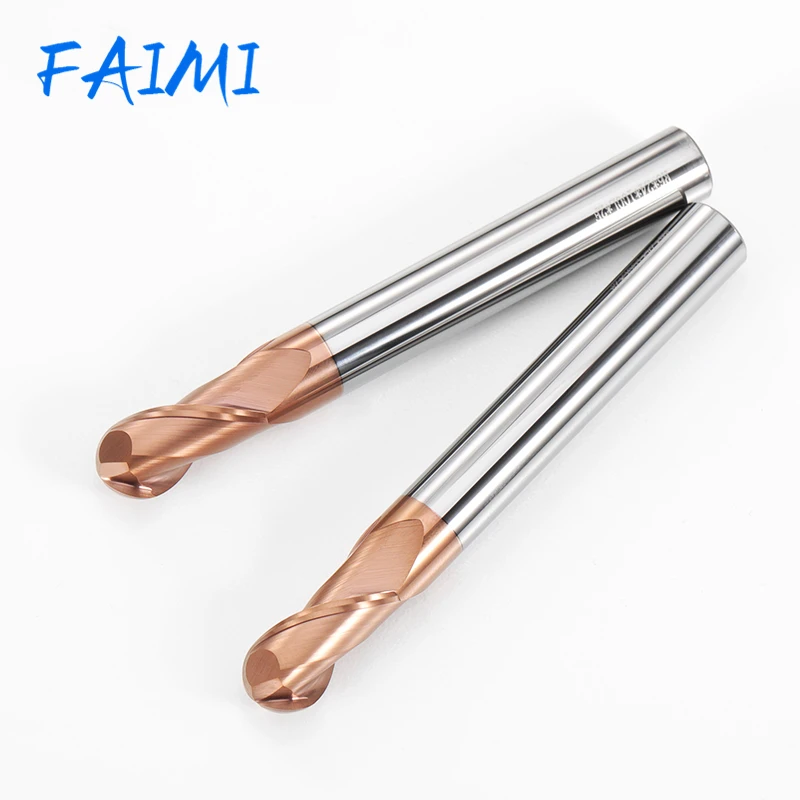 Milling Cutter Tungsten Steel 2 Flutes Ball Nose  Alloy TiSiN Coating Hrc55 Cnc Metal Tools Milling Cutter Machine End Mills