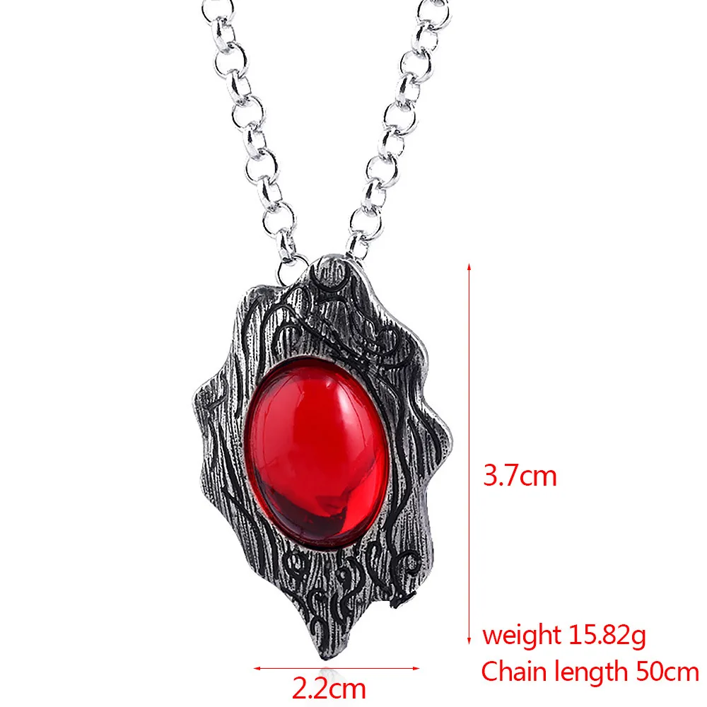 Cosplay Jewlery Pendant Necklace Halloween Kids Gifts DMC Dante Cosplay Accessory Chain Necklace Red Stone Pendant Alloy