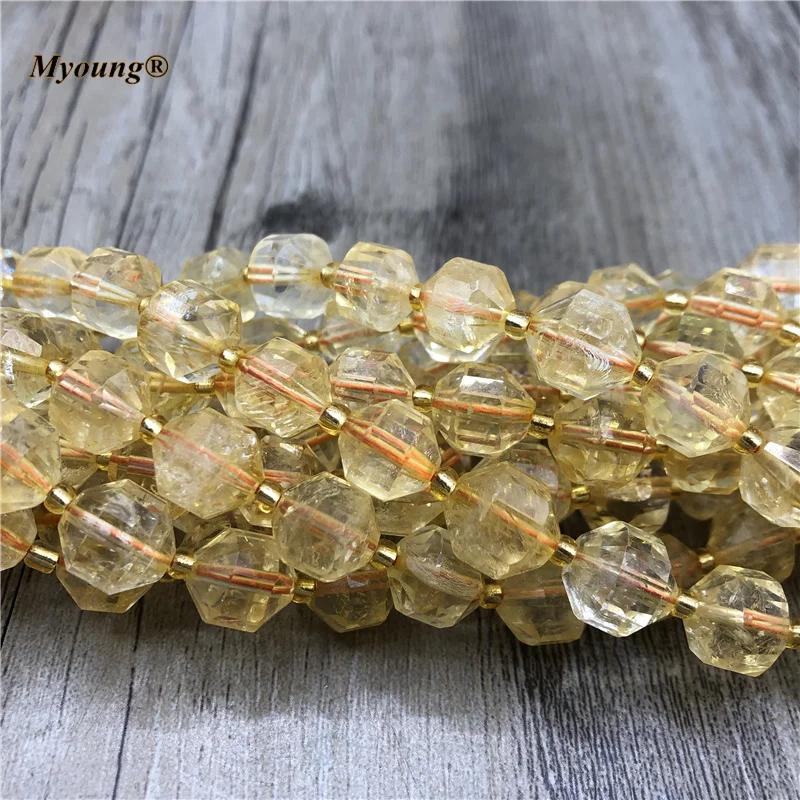 Natural Citrines Loose Stone Beads,Yellow Crystal Quartz Faceted Round Birthstone Beads For Necklace Bracelet Making MY210460