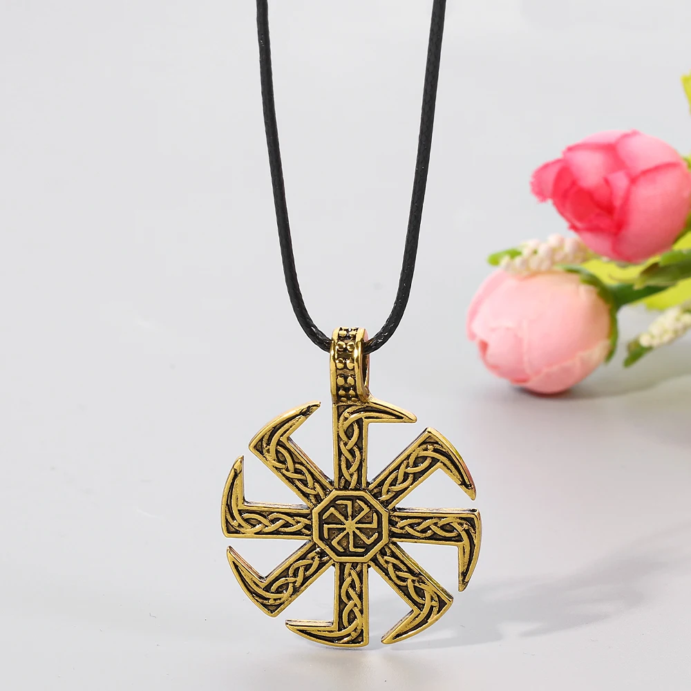 Viking Kolovrat Slavic Symbol Of The Sun Pendant Necklace Stunning Ornament Unique Pagan Jewelry Rope Chain Necklaces For Men