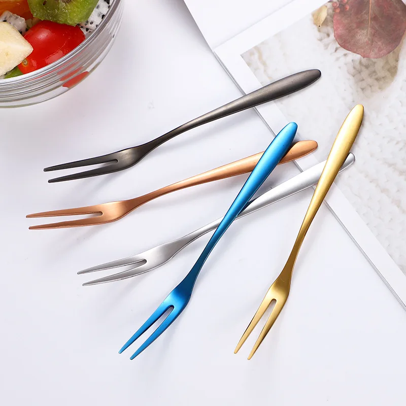 6/12PCS Fruit Forks Mini Food Pick Children Kids Lunch Box Cocktail Stainless Steel Cake Dessert Sushi Snack Sticks Picker