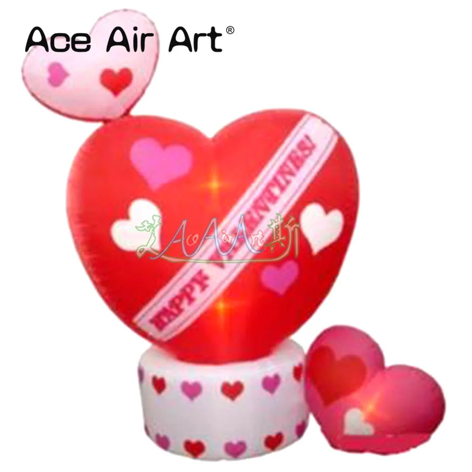 Free standing Romantic inflatable air heart with led lighting and base tube for girlfriend/wedding/Valentine's Day decotation