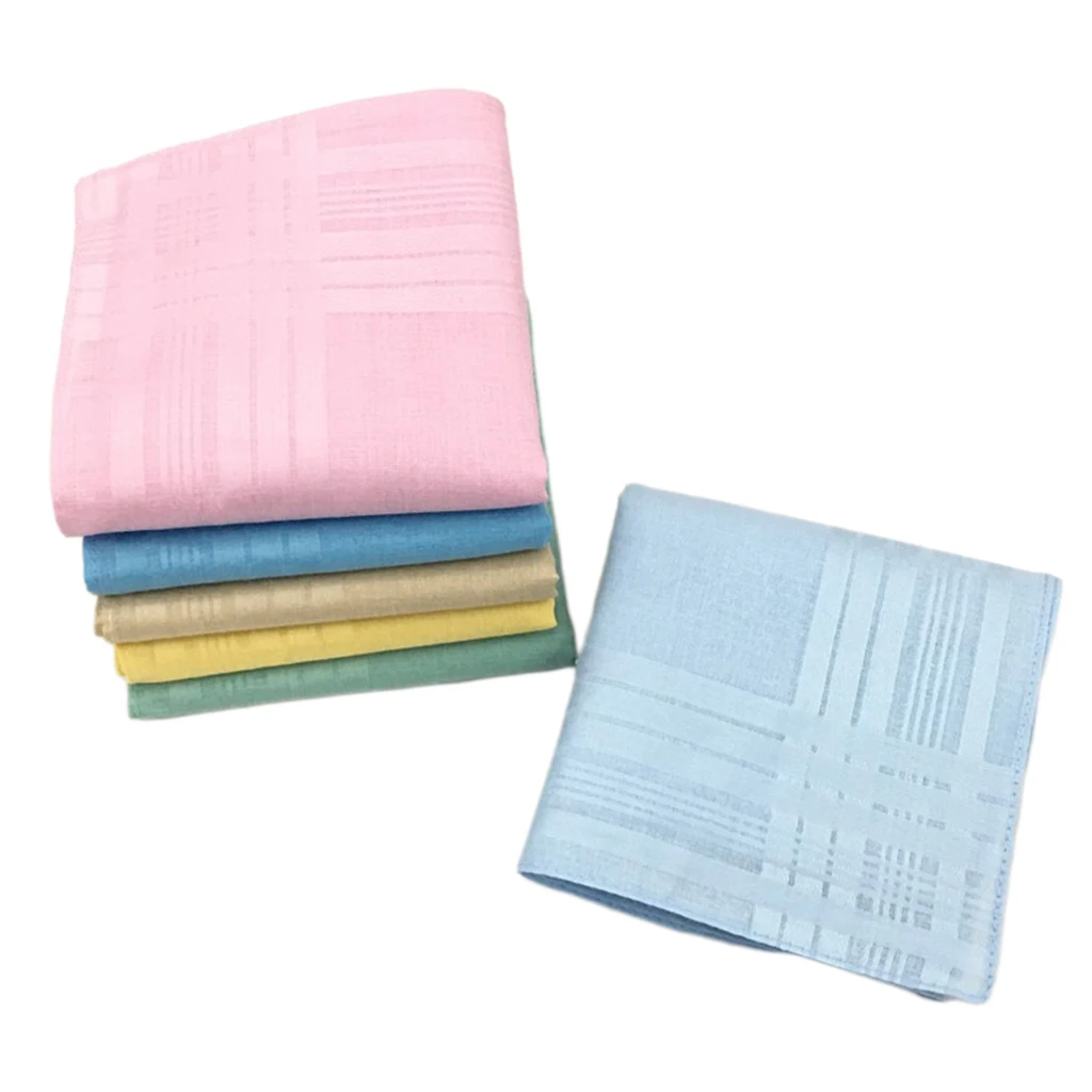 12x Pure Cotton Handkerchiefs Men Women Square Party Hankie Kerchiefs Towel Lot