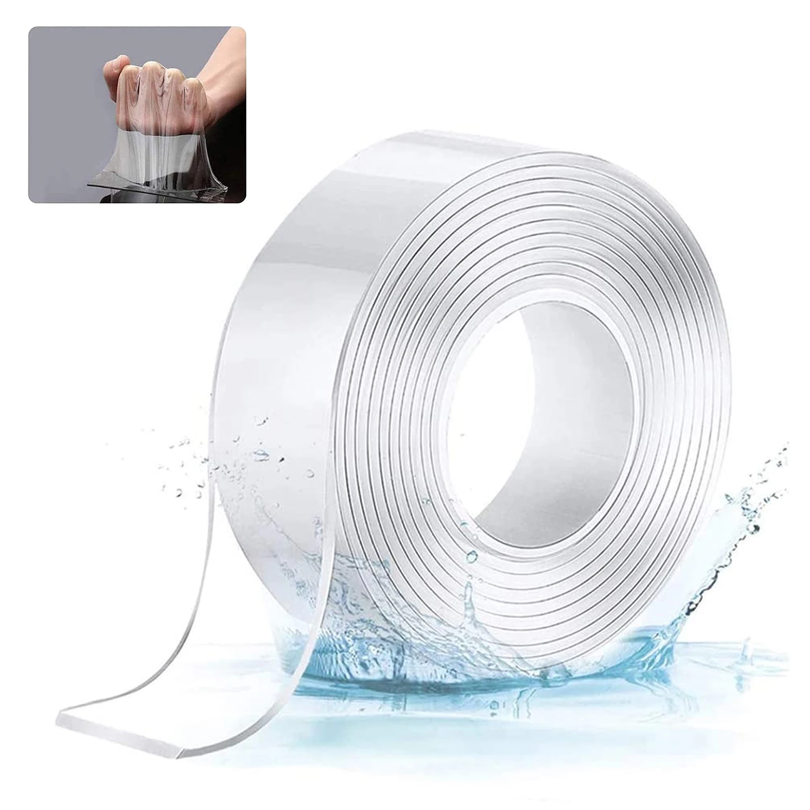 Reusable Transparent Double Sided Tape, No Trace, Waterproof Adhesive Tape, Christmas Cleanable Home, Nano Tape, 1m, 2m, 3m, 5m