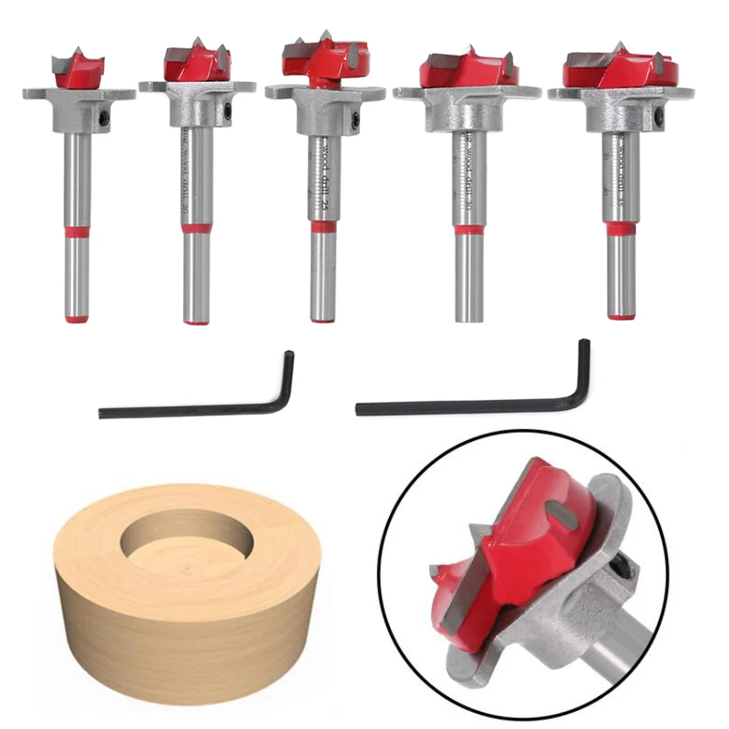 Djustable Carbide Drill Woodworking Positioning Hole Opener Set Diameter 15/20/25/30/35mm Hinge Hole Opener Drilling Tool