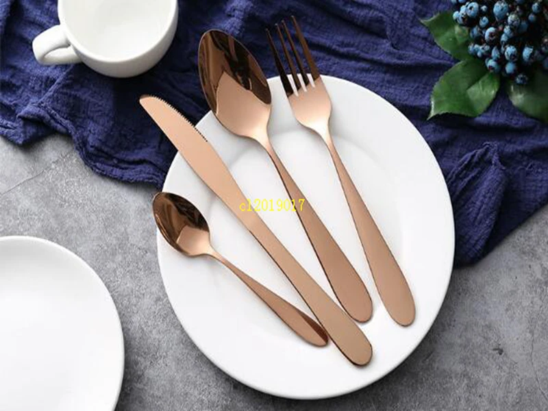 high-grade Rose gold cutlery flatware set spoon fork knife teaspoon stainless dinnerware set cutlery tableware set