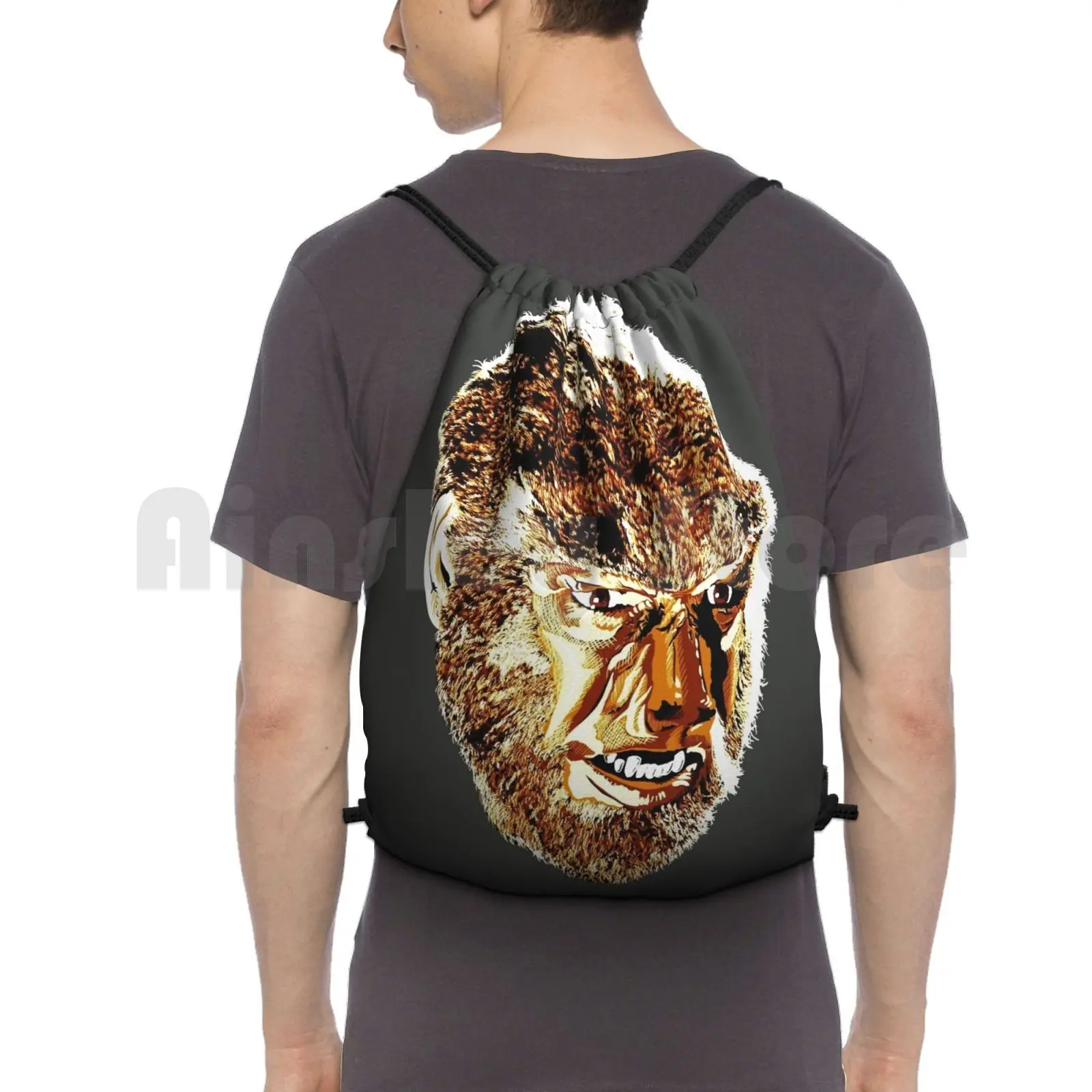 

Wolf Man Backpack Drawstring Bag Riding Climbing Gym Bag Lon Chaney Jr Wolfman Wolf Werewolf Wolf Man Classic Horror Horror