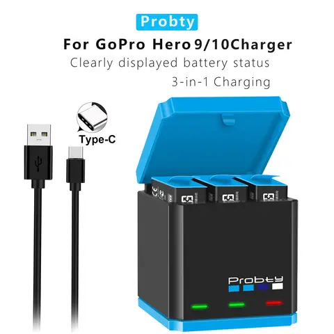 For GoPro 12 11 10 Charger, Fast Charging Box, Lithium Ion Battery Storage Box, for GoPro Hero 9 10 11 Sports Camera Accessorie