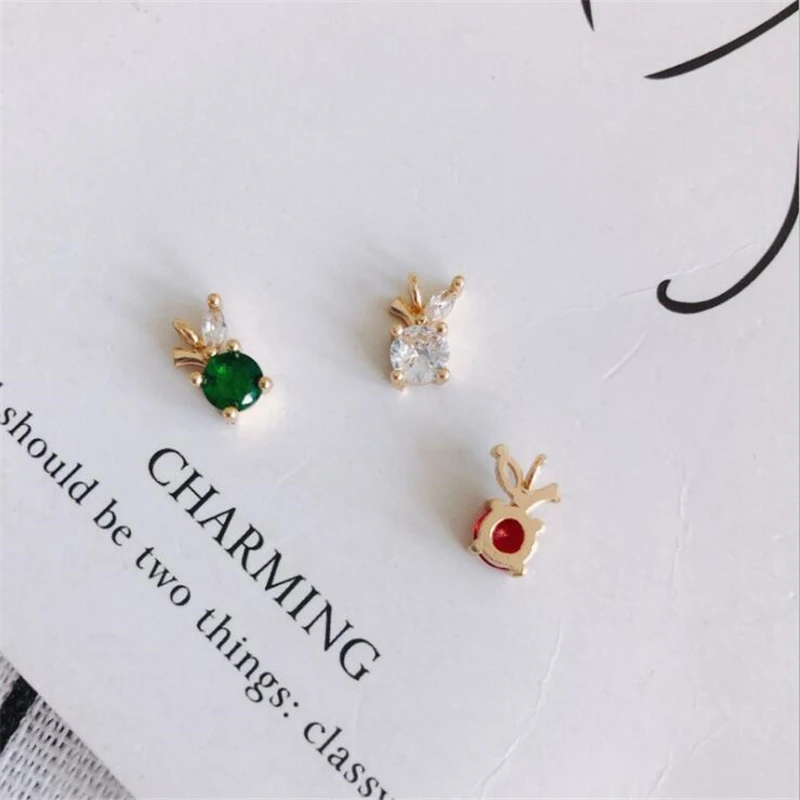 

4pcs/lot gold color plated brass cz crytal apple charms connectors for diy earrings necklace pendant jewelry making accessories