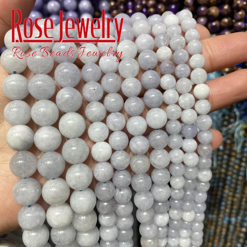 

A+ Natural Angelite Stone Beads Blue Round Loose Spacer Beads For Jewelry Making DIY Bracelet Accessories 15"inches 6/8/10/12mm