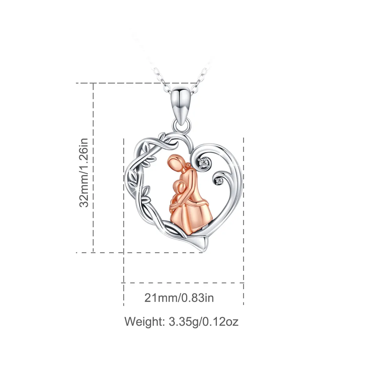 EUDORA New 925 Sterling Silver Mom and child hug a heart pendant  Necklaces for Mother Baby Birthday gifts Fine Jewelry GIft