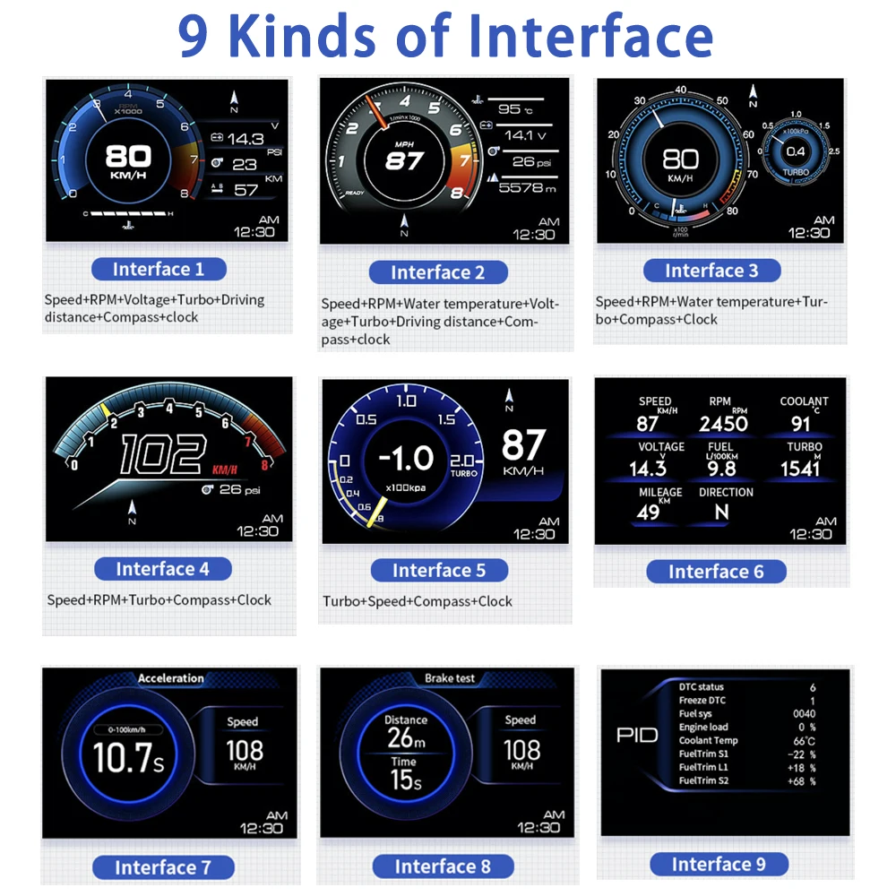 Vjoycar V60 Dual System Head Up Display OBD2 HUD GPS Digital Speedometer X1 OBD2 Meter Gauge  Oil / Coolant Temp. Turbo Boost