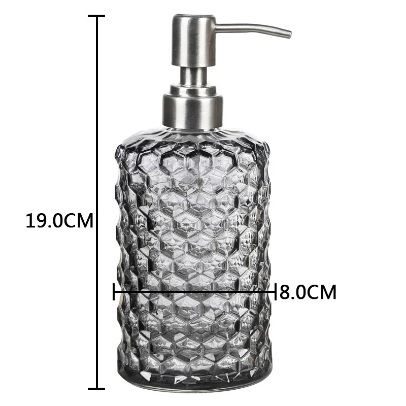 500ml Soap Shampoo Dispenser Liquid Hand Soap Glass Bottle with Stainless Steel Pump for Bathroom Portable Soap Dispensers