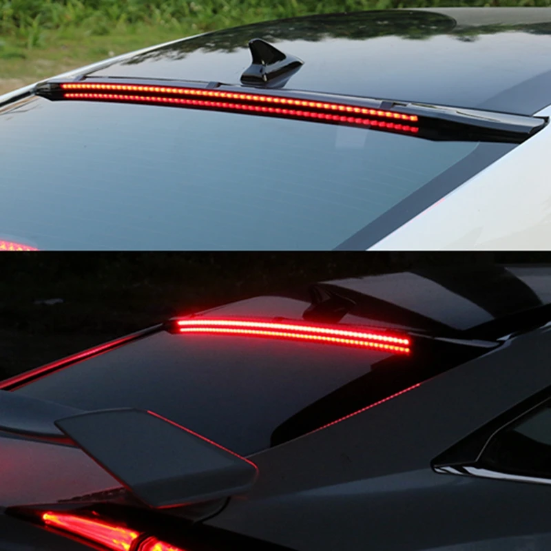 

For Honda Civic LED Spoiler 10th 2016 2017 Car Styling ABS black Rear Trunk Wing Boot Lip Roof Spoiler Decoration