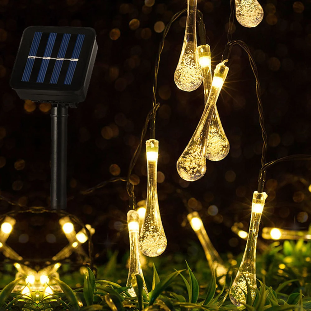 Solar Outdoor String Light/Battery Box Water Drop Bubble Ball White/Warm White/RGB Christmas/Holiday LED Decoration Lights