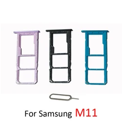 Phone SIM SD Card Trays For Samsung Galaxy M11 M115F M115M M115 New SIM Chip Card Slot Holder Part Black With Pin