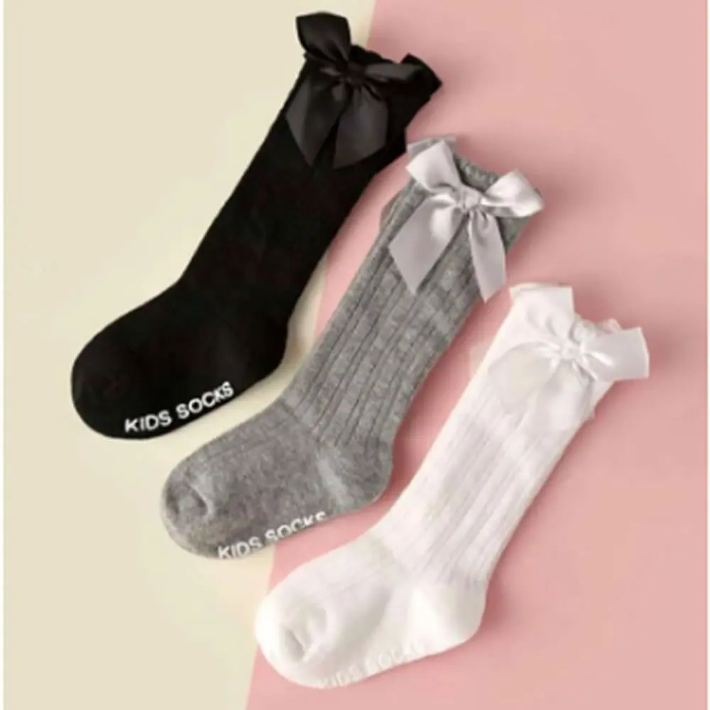 

Kids Girls Socks Bowknet Knee High Hollow Out Long Socks Baby Girl Sock Cotton Princess Children Socks non-slip Stocking