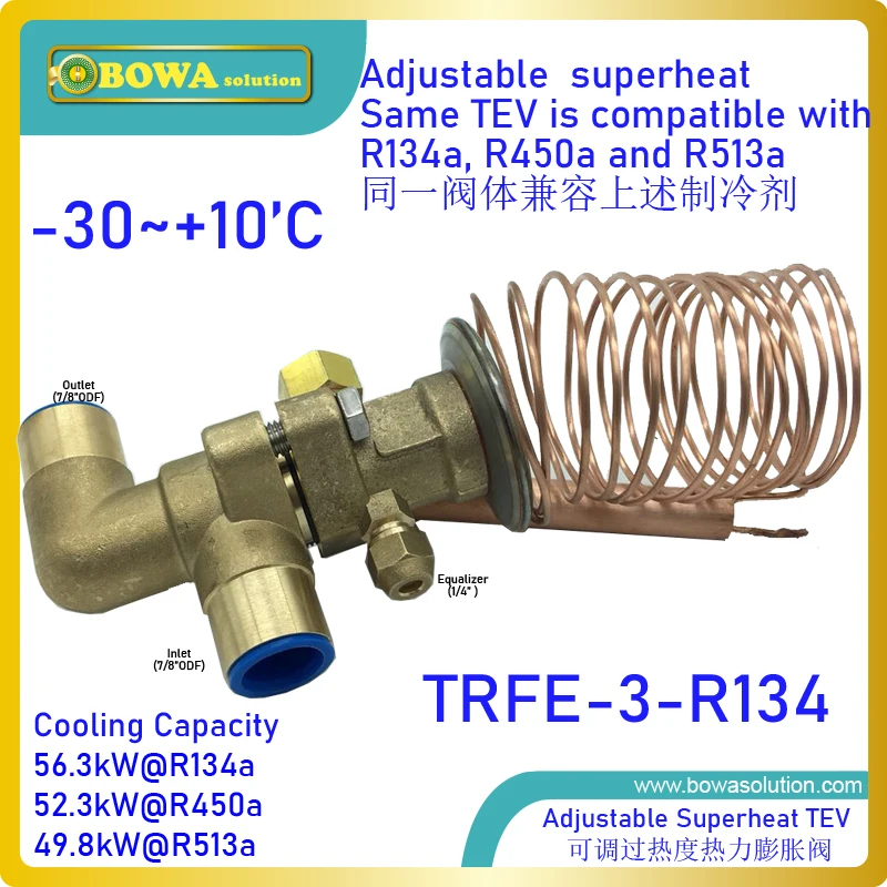 56kw R134a TEV (for 72m3/h displacement compressor) is economic choice for industrial water chillers or temperature controls