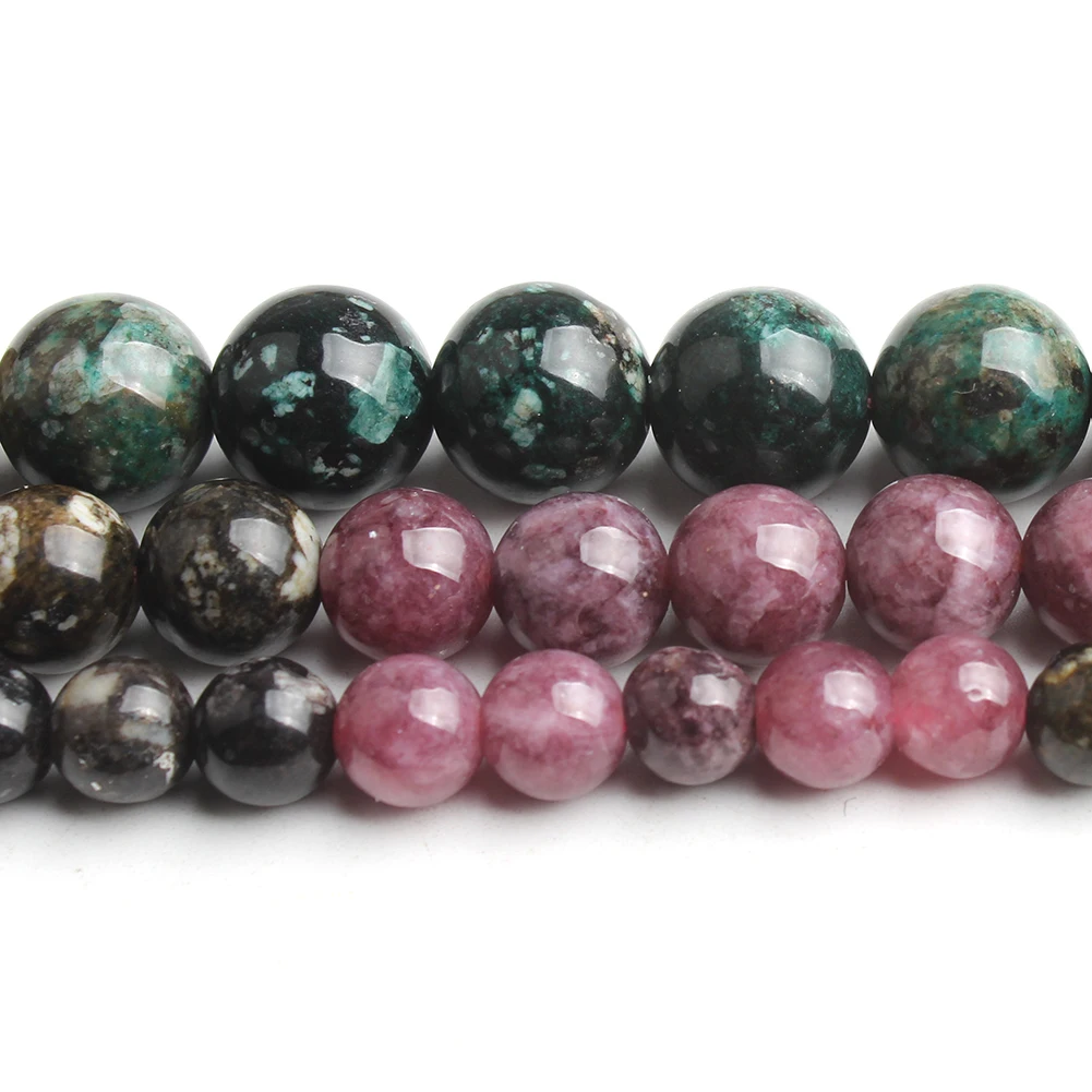 Natural Tourmaline Stone Beads Smooth Round Loose Beads For Jewelry Making DIY Bracelet Necklace Pick Size 6/8/10mm 15 Inches