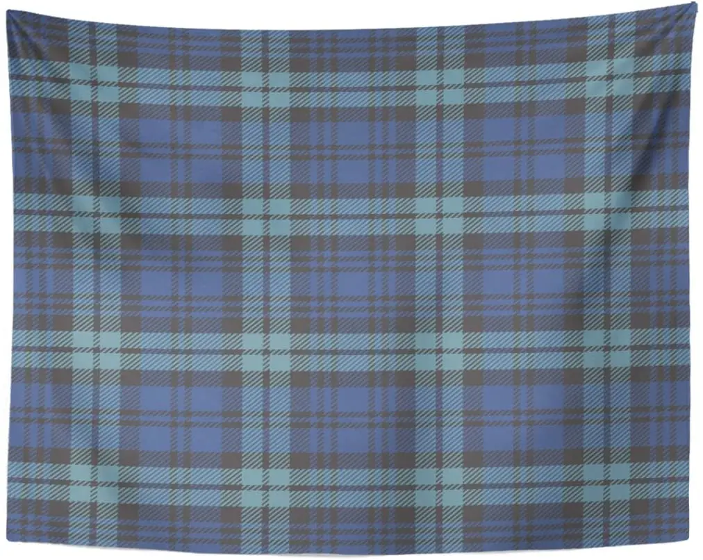 Black Watch Plaid Blue Tartan Preppy Tapestry Home Decor Wall Hanging for Living Room Bedroom Dorm 60x80 Inches