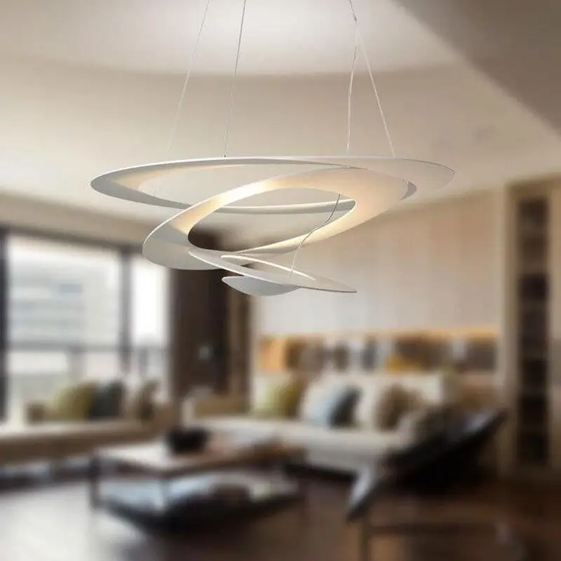 

Italian Creative Art Living Room Led Ring Lamps Bedroom Dining Room Exhibition Hall Decoration Flying Saucer Chandelier Lighting