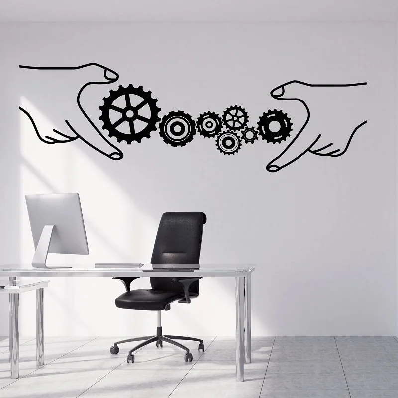 

Gear vinyl wall decal teamwork thinking idea office style business sticker office school decoration wall sticker wallpaper xc2